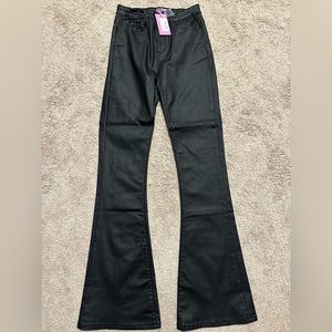 Edikted Luna Faux Leather Flare Jeans